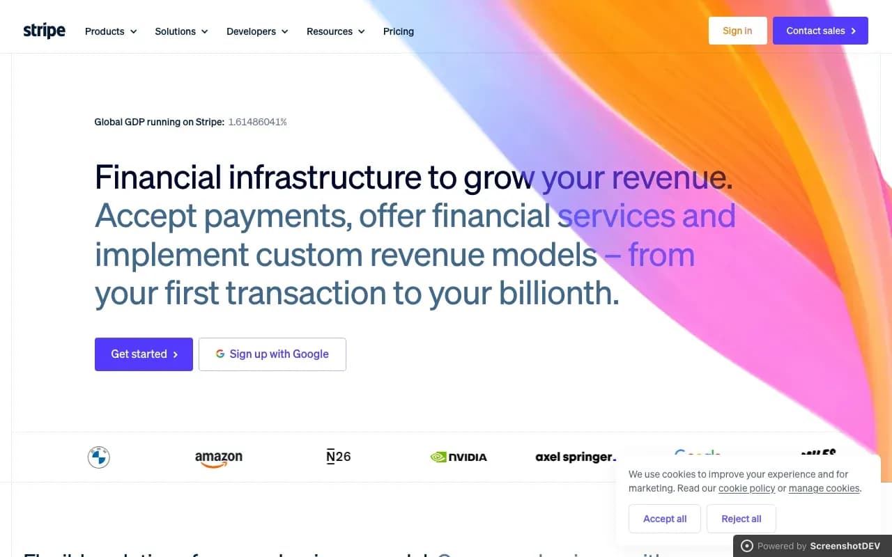 stripe.com captured in under 1 second