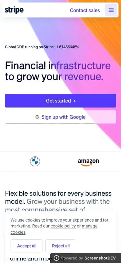 Mobile screenshot of stripe.com
